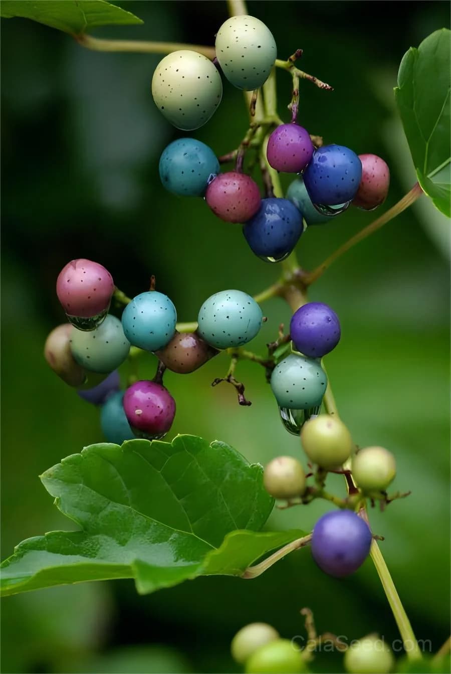 Variegated Porcelain Berry Vine Seeds — Ornamental Blue-Pink Berries - View 8